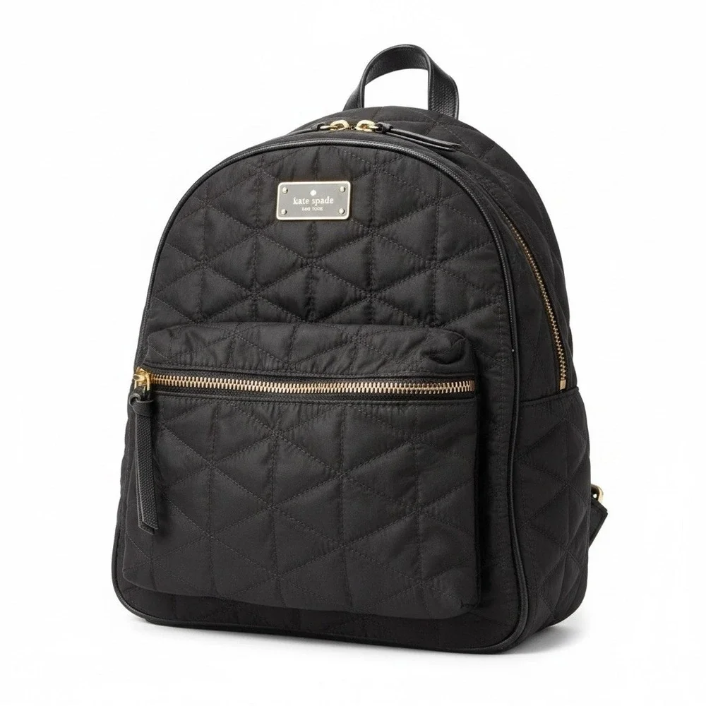 Kate Spade Black Nylon Wilson Road Quilted Small Black Backpack